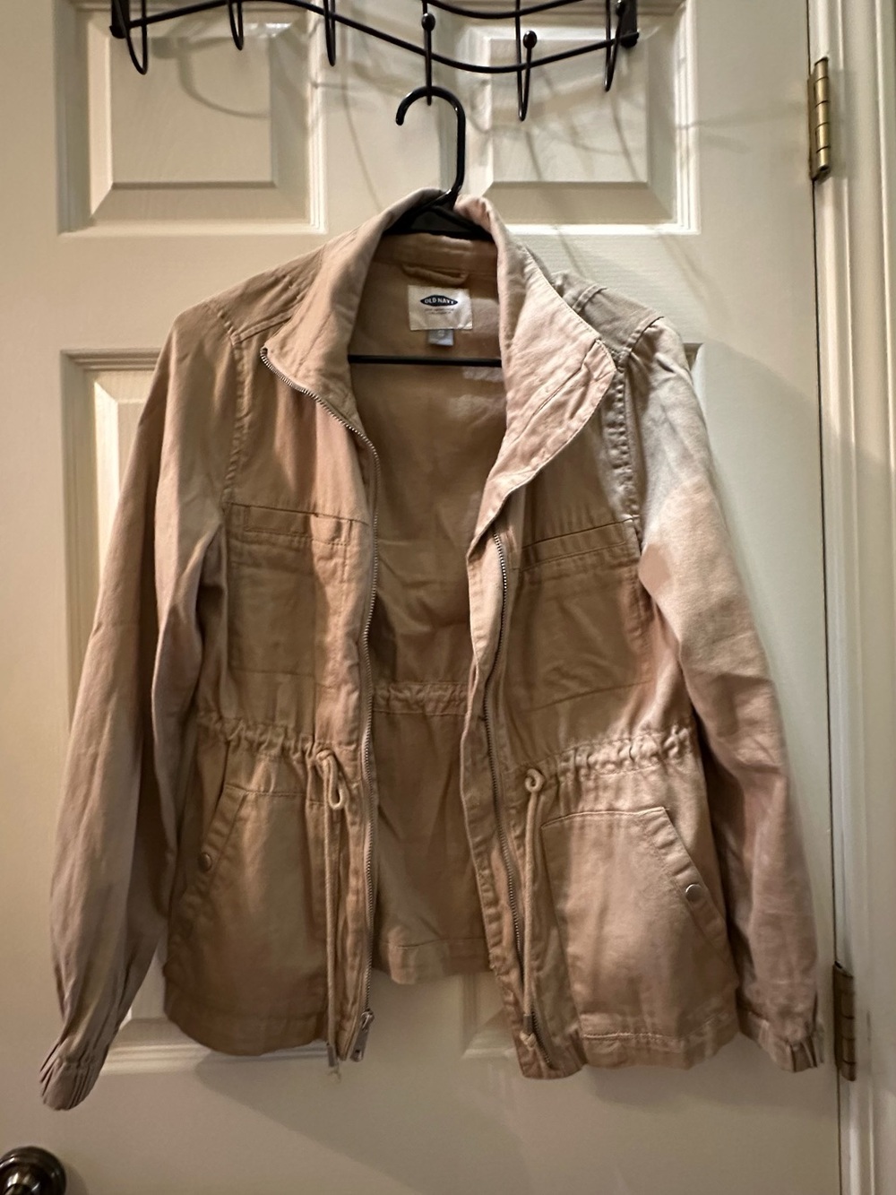 Old Navy Women's Light Tan Utility Jacket with Drawstring Waist